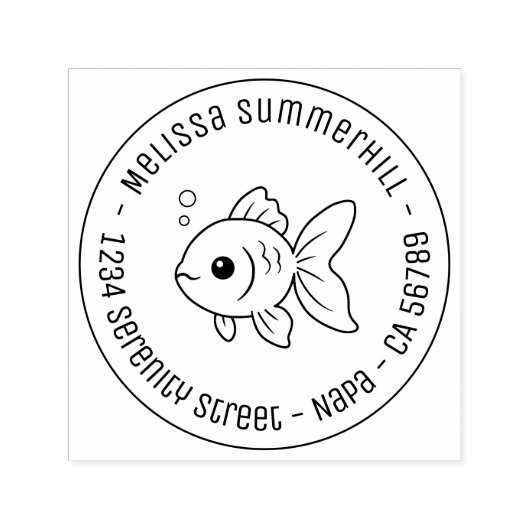 Tampon Auto-encreur Goldfish Round Address (Design)