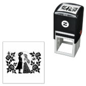 Tampon Auto-encreur Gothique Emo Enfants Kiss Valentine's Day (En situation)