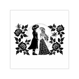 Tampon Auto-encreur Gothique Emo Enfants Kiss Valentine's Day