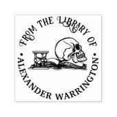 Tampon Auto-encreur Gothique Humain Crâne Livre Horglass Nom de la bib (Design)