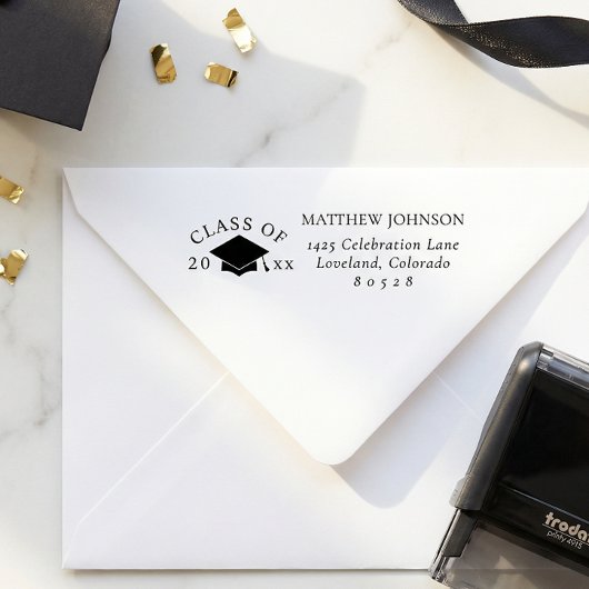 Tampon Auto-encreur Graduation Cap Return Address