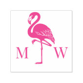 Tampon Auto-encreur Grand Flamant rose Couple Mariage 2 Monogramme ini (Design)