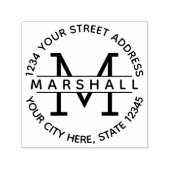 Tampon Auto-encreur Grand monogramme avec nom et adresse de retour (Design)