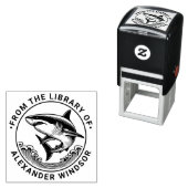 Tampon Auto-encreur Grand requin blanc au-dessus des vagues #2 Nom du  (En situation)