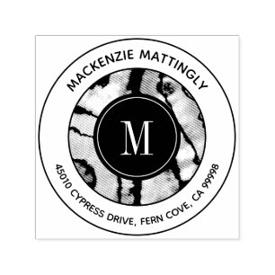 Tampon Auto-encreur Gras Marbre Agate Tie Dye Texogramme Adresse