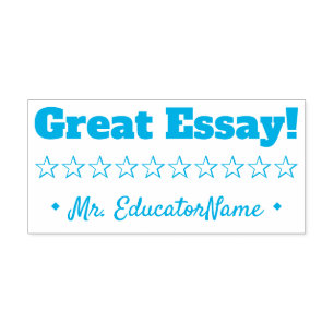 Tampon Auto-encreur "Great Essay!" + Nom de l'enseignant personnalisé