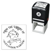 Tampon Auto-encreur Great White Sharks Ocean Theme Round Library Livre (En situation)