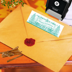 Tampon Auto-encreur Green Rusy Joyeux Arbre de Noël Adresse de retour