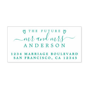 Tampon Auto-encreur Green Script Future M. Mme Mariage Adresse de reto