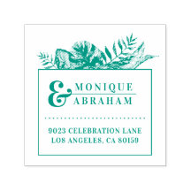 Green Tropical Foliage Mariage Adresse de retour