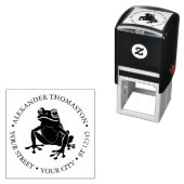 Tampon Auto-encreur Grenouille Rustique #1 Nom Rond Amphibien Adresse (En situation)