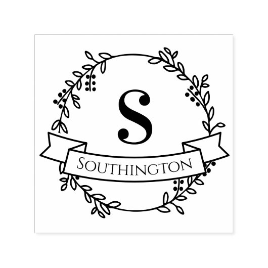 Tampon Auto-encreur Guirlande botanique Une bannière initiale Mariage  (Design)