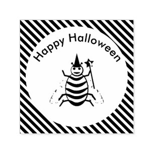 Tampon Auto-encreur Halloween Magic bee Witch Orange et Black Stripes