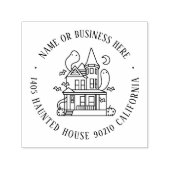 Tampon Auto-encreur Halloween Maison hantée Nom personnalisé Adresse d (Design)