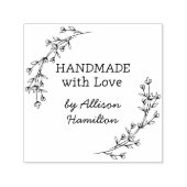 Tampon Auto-encreur Handmade With Love Doodle Wreath Custom Name (Design)