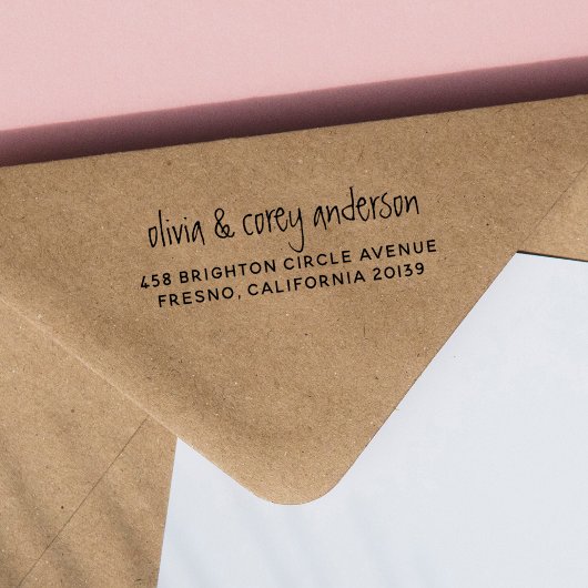 Tampon Auto-encreur Handwritten Couple's Names & Simple Return Address