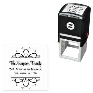 Tampon Auto-encreur Handwritten Family Address Stamp with Wildflowers