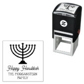Tampon Auto-encreur Hanoukka Chanukah Menorah Nom de famille (En situation)