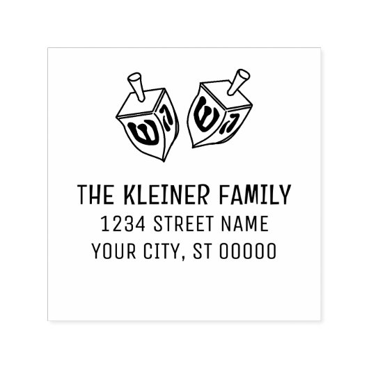 Tampon Auto-encreur Hanoukka Dreidels Nom Adresse de retour (Design)