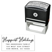 Tampon Auto-encreur Happiest Holidays Christmas Script Return Address (En situation)