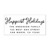 Tampon Auto-encreur Happiest Holidays Christmas Script Return Address (Design)