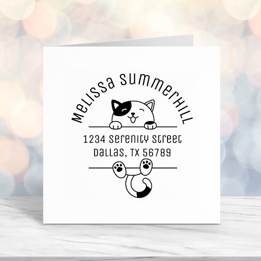 Tampon Auto-encreur Happy Calico Cat Arch Adresse 2