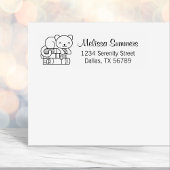 Tampon Auto-encreur Happy Cat au-dessus de Stack of Books Adresse