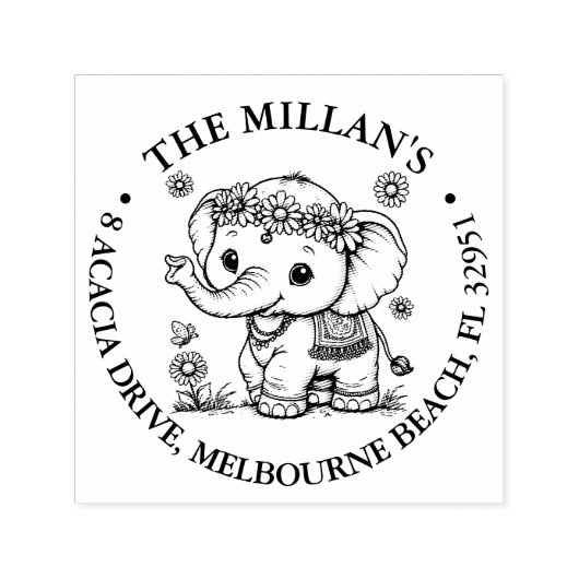 Tampon Auto-encreur Happy Elephant thème (Design)