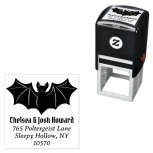Tampon Auto-encreur Happy Halloween Bat Adresse de retour