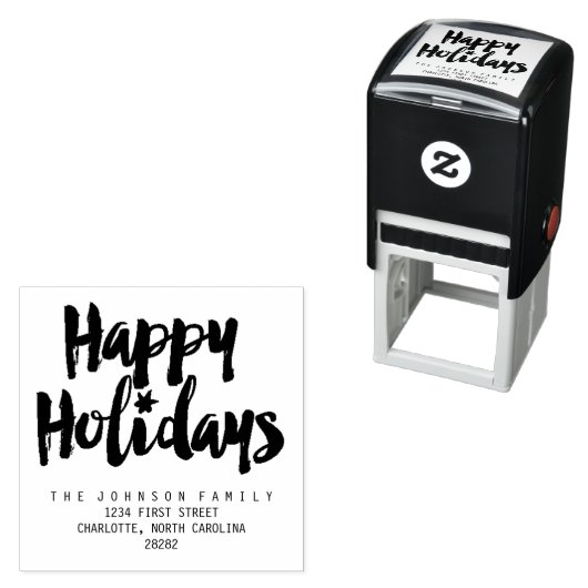 Tampon Auto-encreur Happy Holidays Brush Script Personnaliser (En situation)