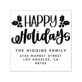 Tampon Auto-encreur Happy Holidays Nom de famille Adresse de retour (Design)