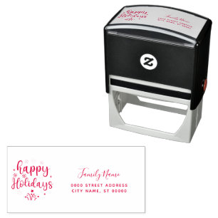 Tampon Auto-encreur Happy Holidays Return Adresse Self-inking Timbre