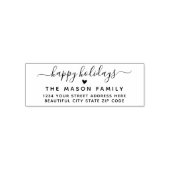Tampon Auto-encreur Happy Holidays Script Heart Return Adresse (Design)