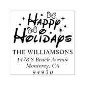 Tampon Auto-encreur Happy Holidays Script Police Adresse de retour (Design)
