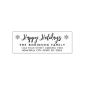 Tampon Auto-encreur Happy Holidays Script Snowflake Adresse de retour (Design)