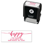 Tampon Auto-encreur HAPPY Script Happy Holidays Return Adresse (En situation)