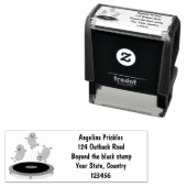 Tampon Auto-encreur Haricots verts mignons sur dessin animé trampoline (En situation)