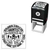 Tampon Auto-encreur Hauned House Skull Crossbones Nom Adresse (En situation)