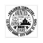 Tampon Auto-encreur Hauned House Spider Webs Ghosts Nom Adresse (Design)