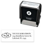 Tampon Auto-encreur Heart Monogram Mariage Adresse de retour (En situation)
