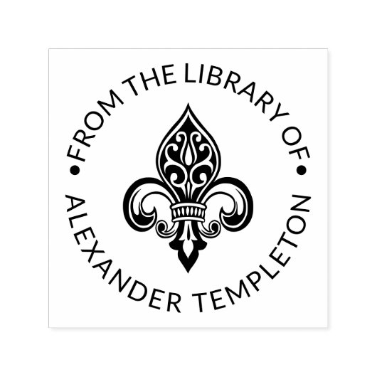 Tampon Auto-encreur Heraldic Fleur de Lis #26 Nom du livre de biblioth (Design)