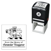 Tampon Auto-encreur Héraldique Château Lion "De la bibliothèque de" Li (En situation)