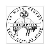 Tampon Auto-encreur Heraldique Fleece Ram Sheep Crest Nom Adresse (Design)