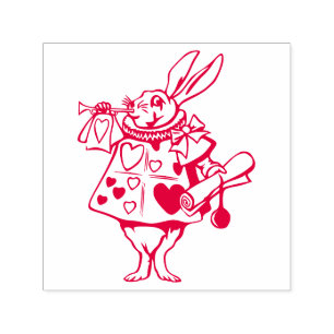 Tampon Auto-encreur Héraut Trompettiste Lapin Blanc Alice au Pays des