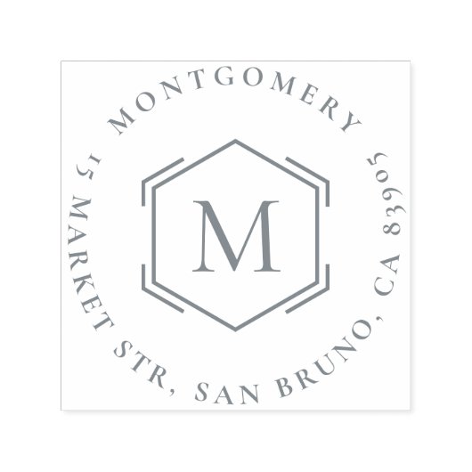 Tampon Auto-encreur Hexagone | Nom de famille initial - Adresse de ret (Design)