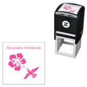 Tampon Auto-encreur Hibiscus de colibri Nom Monogramme (En situation)