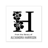 Tampon Auto-encreur Hibiscus Flower Over Single Bold Initial Name Book (Design)