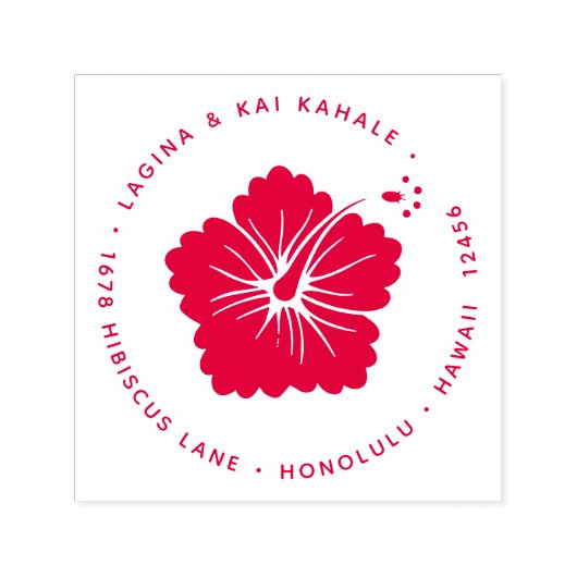 Tampon Auto-encreur Hibiscus Flower Return Adresse Hawaii Tropical (Design)