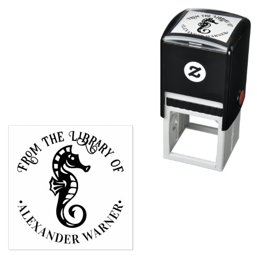 Tampon Auto-encreur Hippocampe mignon #4 Bibliothèque de thème de plag (En situation)