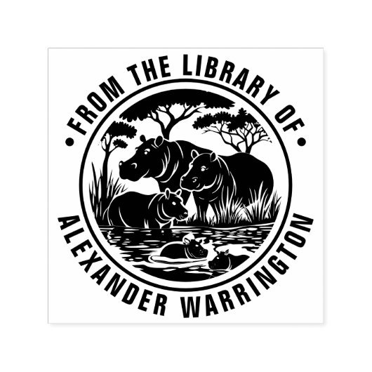 Tampon Auto-encreur Hippopotames Hippopotames par la bibliothèque de l (Design)